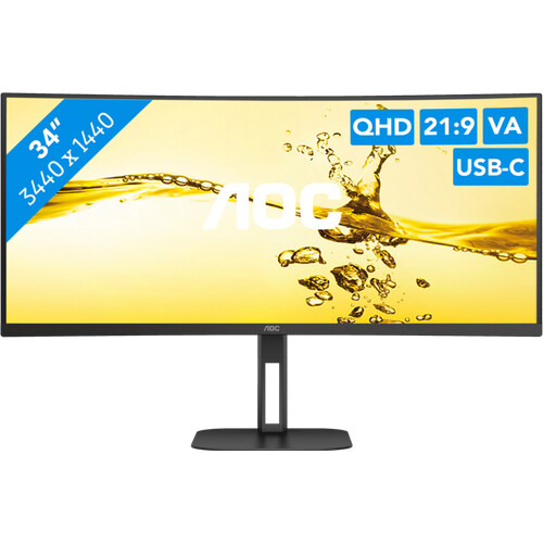 De AOC CU34V5C/BK is een 34 inch ultrawide curved ...