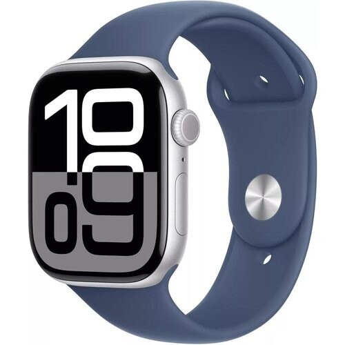 Apple Watch 46mm Silver Aluminum Case Denim Sport ...