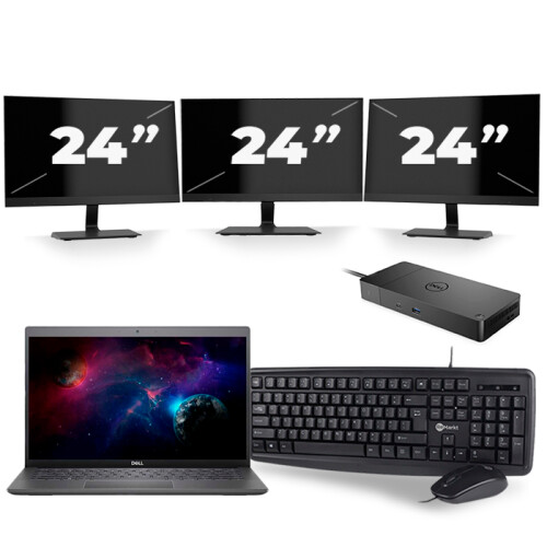 Frontend naam:Dell Latitude 3301 + 3x 24 inch ...
