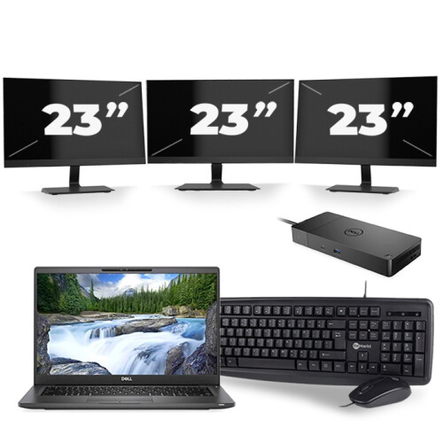 Frontend naam:Dell Latitude 7400 + 3x 23 inch ...