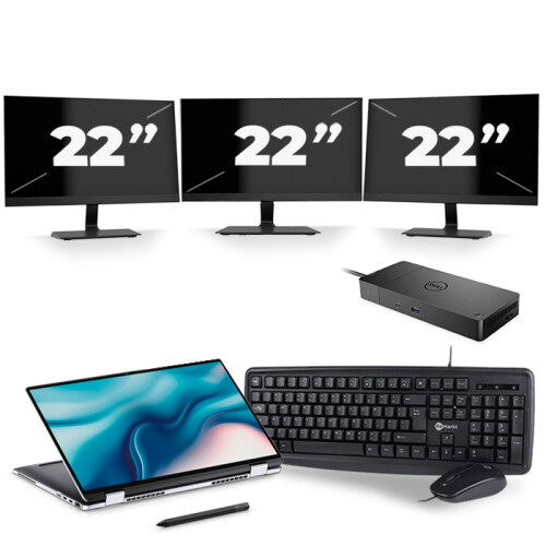 Frontend naam:Dell Latitude 9510 + 3x 22 inch ...