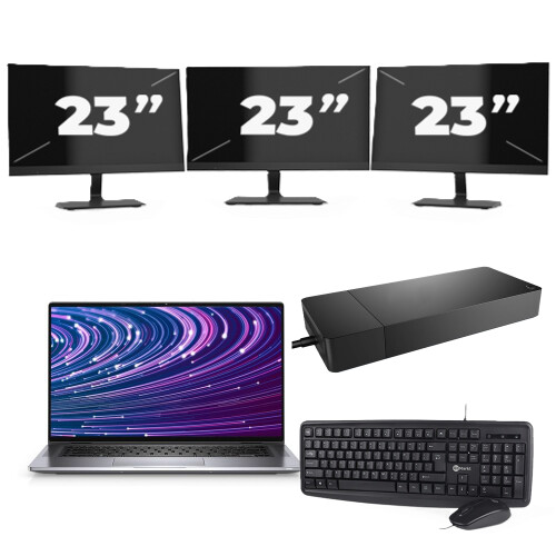 Naam:Dell Latitude 9520 + 3x 23 inch ...