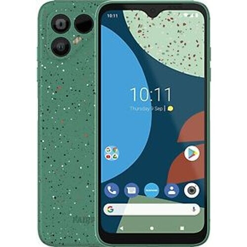 De fairphone 4 in gespikkeld groen valt op door ...