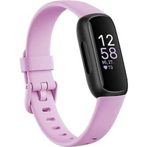 De Fitbit Inspire 3 in zwart met een lila ...