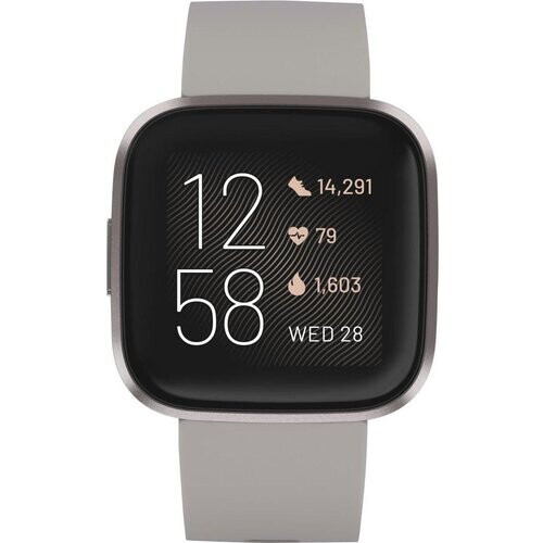 Fitbit - Versa 2 Smartwatch Aluminum - Stone/Mist ...