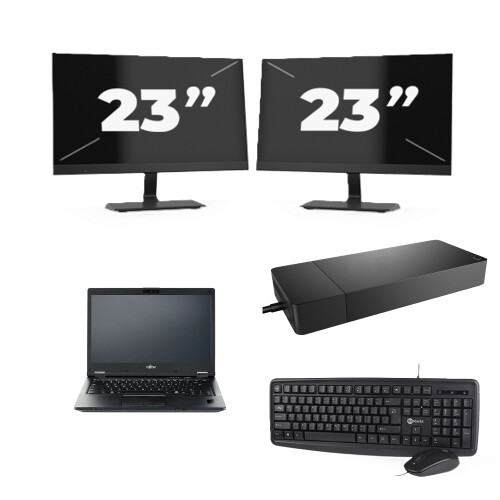Naam:Fujitsu LIFEBOOK E5410 + 2x 23 inch ...