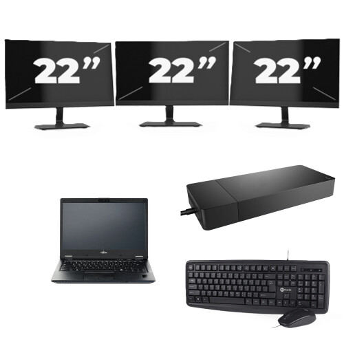Naam:Fujitsu LIFEBOOK E5410 + 3x 22 inch ...