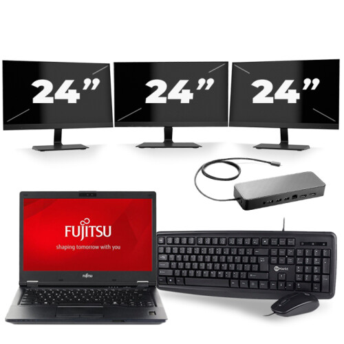 Frontend naam:Fujitsu LifeBook E548 + 3x 24 inch ...
