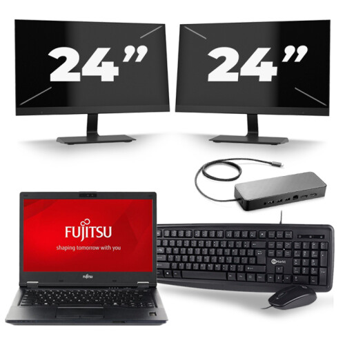 Frontend naam:Fujitsu LifeBook E548 + 2x 24 inch ...