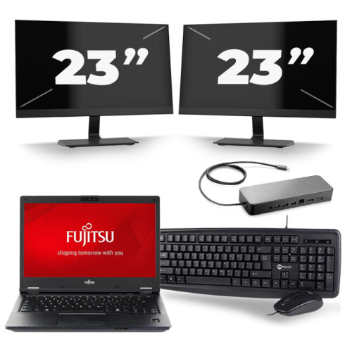 Frontend naam:Fujitsu LifeBook E548 + 2x 23 inch ...