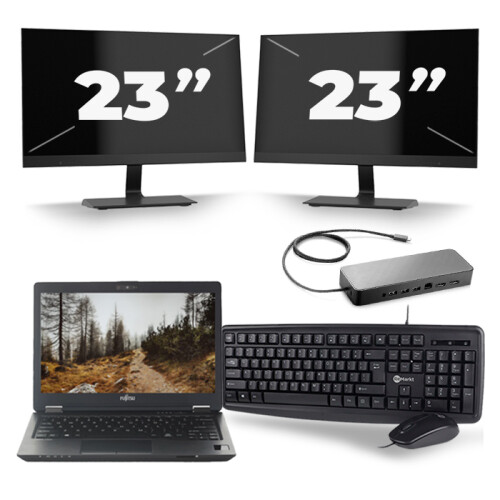 Frontend naam:Fujitsu LifeBook U727 + 2x 23 inch ...