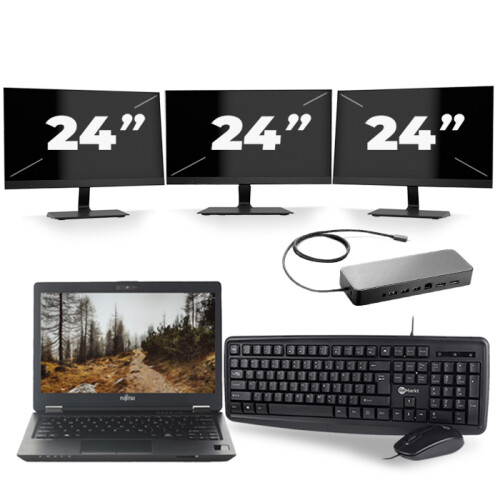 Frontend naam:Fujitsu LifeBook U727 + 3x 24 inch ...