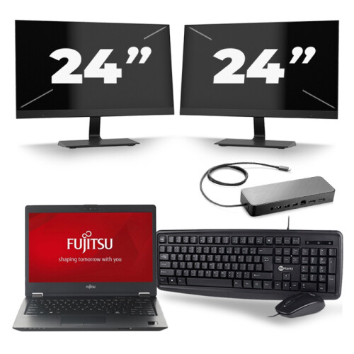 Frontend naam:Fujitsu LifeBook U728 + 2x 24 inch ...