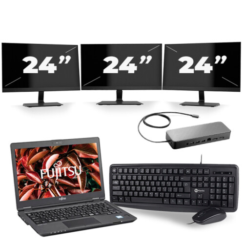 Frontend naam:Fujitsu LifeBook U729 + 3x 24 inch ...