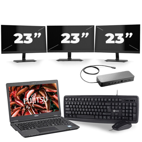 Frontend naam:Fujitsu LifeBook U729 + 3x 23 inch ...