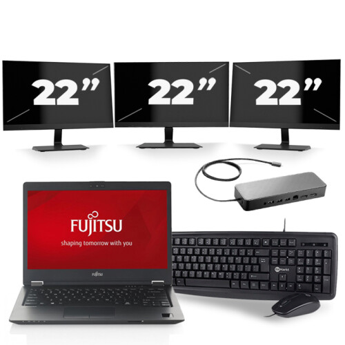 Frontend naam:Fujitsu LifeBook U747 + 3x 22 inch ...