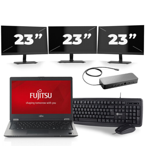 Frontend naam:Fujitsu LifeBook U747 + 3x 23 inch ...