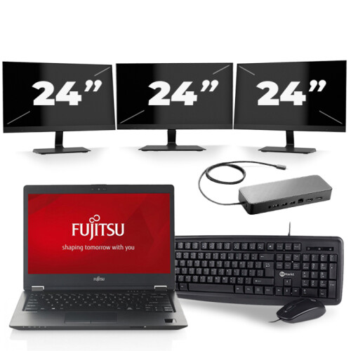 Frontend naam:Fujitsu LifeBook U747 + 3x 24 inch ...