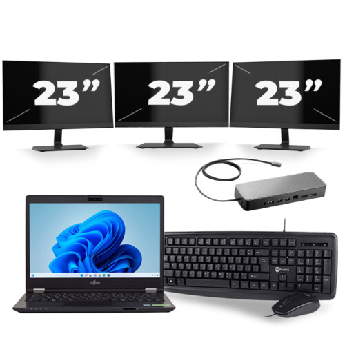 Frontend naam:Fujitsu LifeBook U749 + 3x 23 inch ...