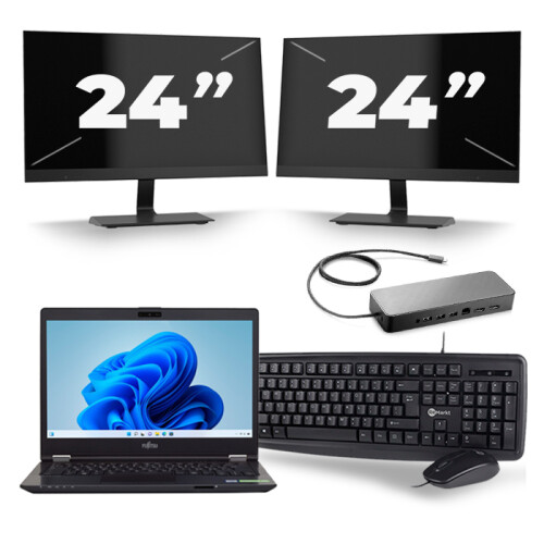Frontend naam:Fujitsu LifeBook U749 + 2x 24 inch ...