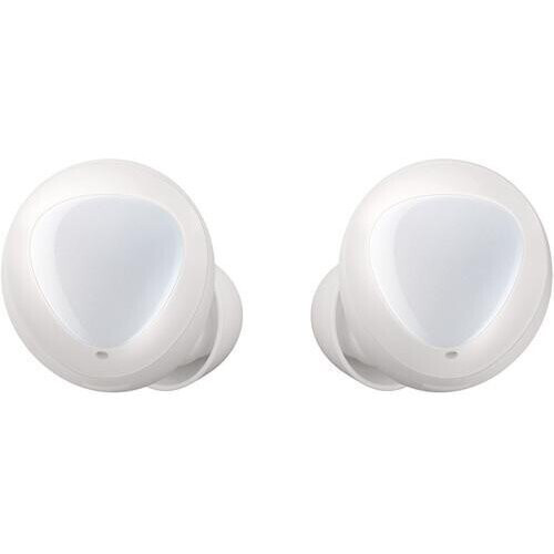 The white Samsung Galaxy Buds are true wireless ...
