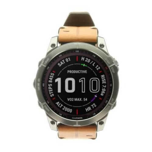 Garmin Fenix 7 Sapphire Solar titanium marron ...