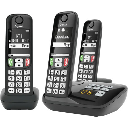 De Gigaset A735A Trio heeft 3 handsets, waardoor ...