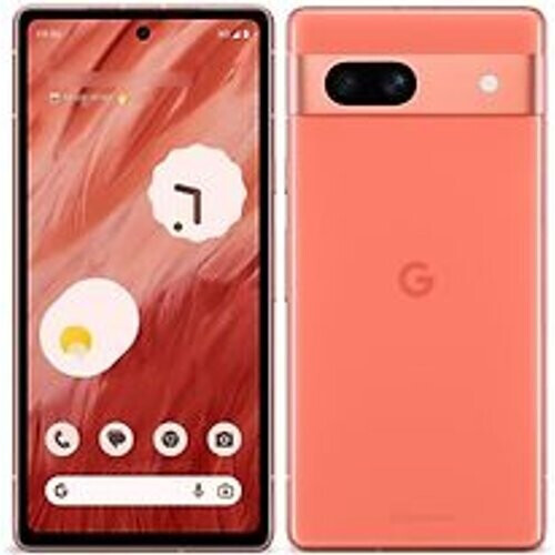 De Google Pixel 7a in de opvallende kleur coral ...