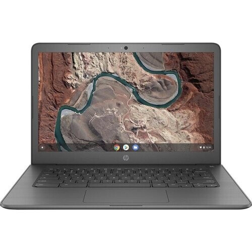 The HP Chromebook contains a 14” display with a ...