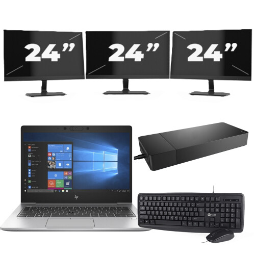 Naam:HP EliteBook 735 G6 + 3x 24 inch ...