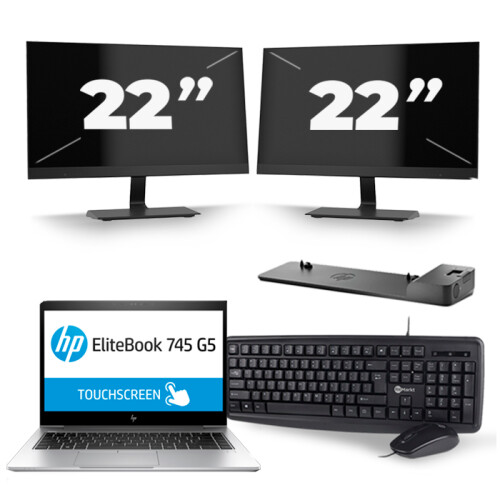 Frontend naam:HP EliteBook 745 G5 + 2x 22 inch ...