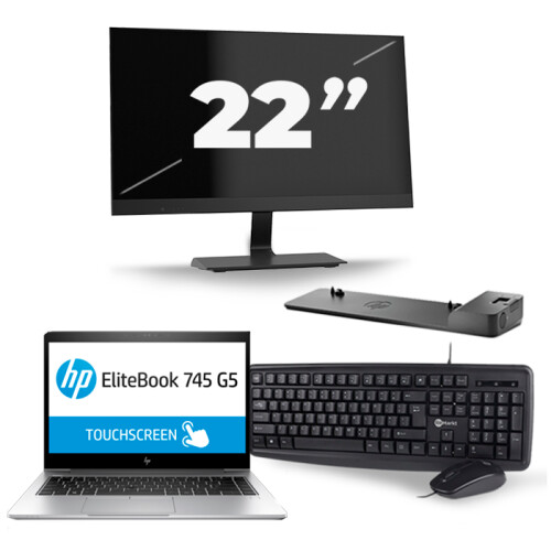 Frontend naam:HP EliteBook 745 G5 + 1x 22 inch ...