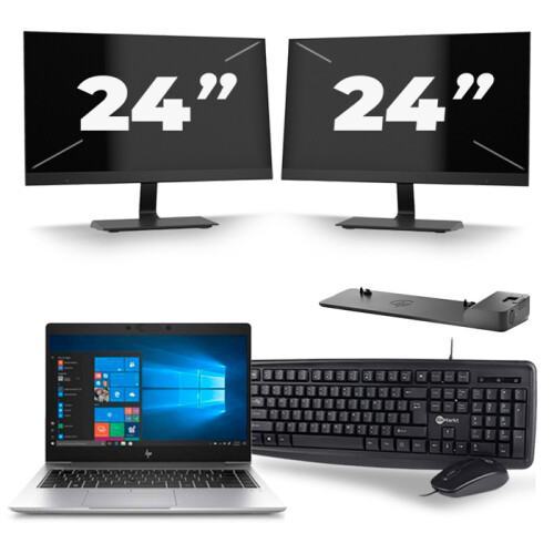 Frontend naam:HP EliteBook 745 G6 + 2x 24 inch ...