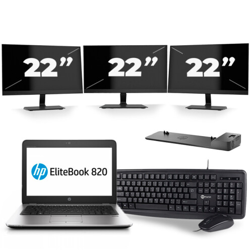 Frontend naam:HP EliteBook 820 G4 + 3x 22 inch ...
