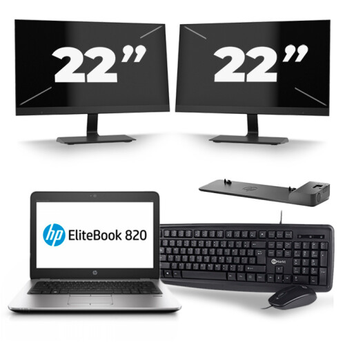 Frontend naam:HP EliteBook 820 G4 + 2x 22 inch ...