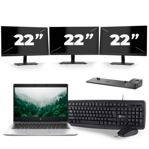 Frontend naam:HP EliteBook 830 G6 + 3x 22 inch ...