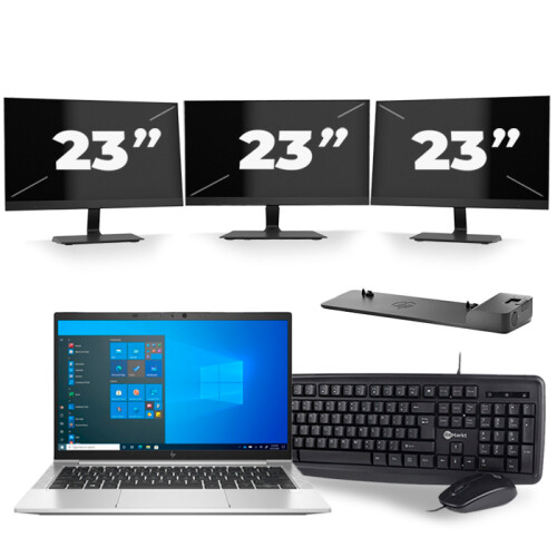 Frontend naam:HP EliteBook 830 G8 + 3x 23 inch ...