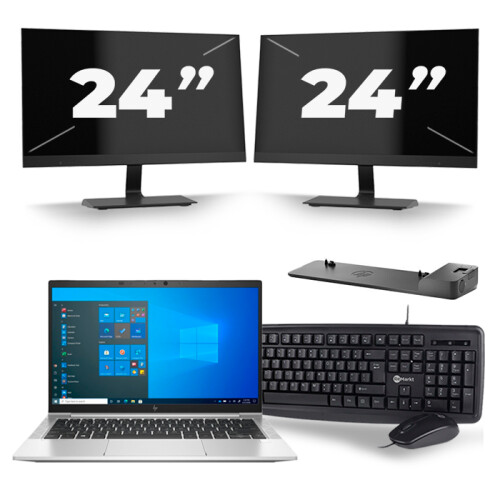 Frontend naam:HP EliteBook 830 G8 + 2x 24 inch ...