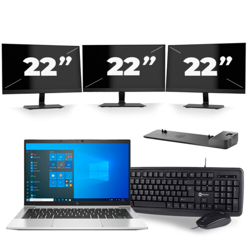 Frontend naam:HP EliteBook 830 G8 + 3x 22 inch ...