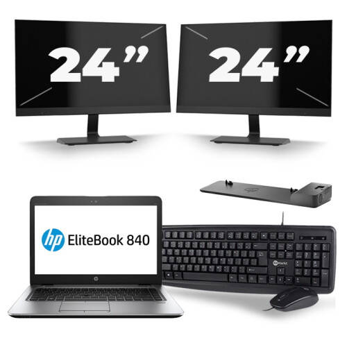 Frontend naam:HP EliteBook 840 G4 + 2x 24 inch ...