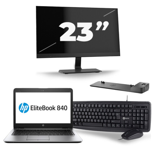 Frontend naam:HP EliteBook 840 G4 + 1x 23 inch ...
