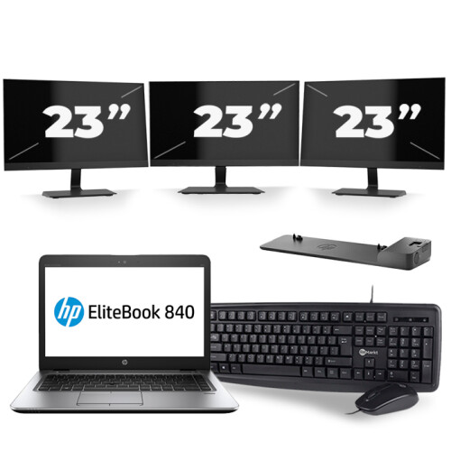 Frontend naam:HP EliteBook 840 G4 + 3x 23 inch ...