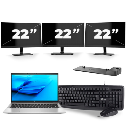 Frontend naam:HP EliteBook 840 G7 + 3x 22 inch ...