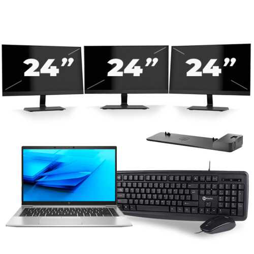 Frontend naam:HP EliteBook 840 G7 + 3x 24 inch ...