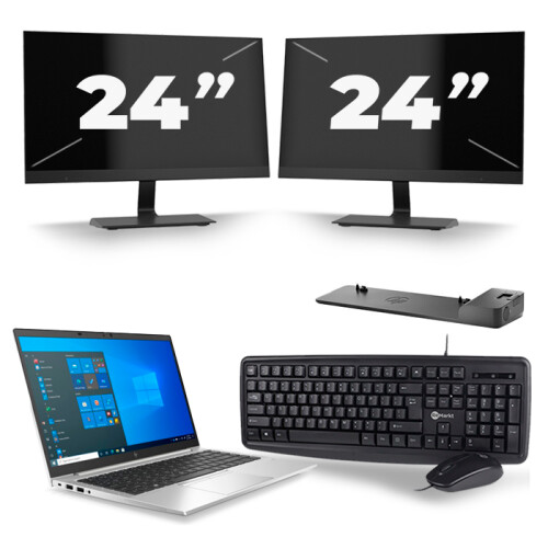 Frontend naam:HP EliteBook 840 G8 + 2x 24 inch ...