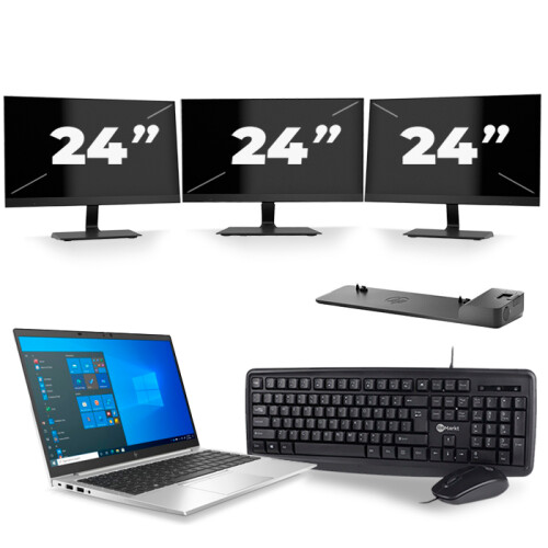 Frontend naam:HP EliteBook 840 G8 + 3x 24 inch ...