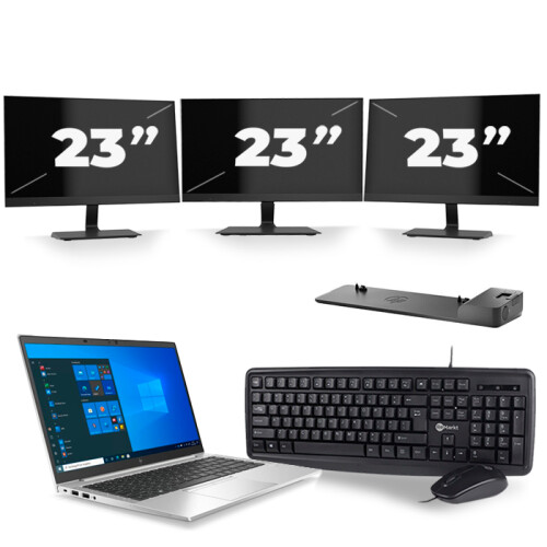 Frontend naam:HP EliteBook 845 G7 + 3x 23 inch ...