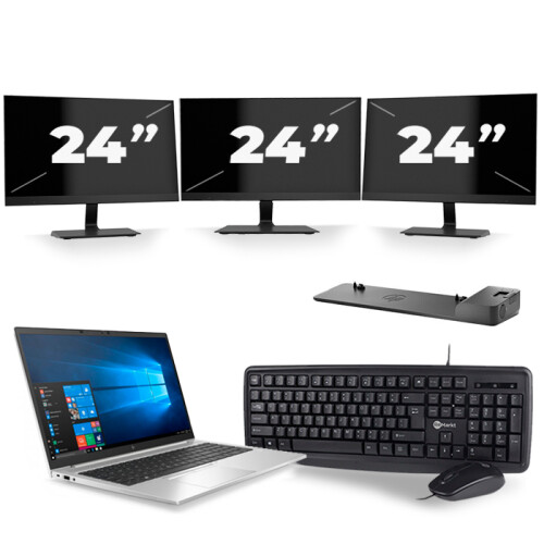 Frontend naam:HP EliteBook 850 G7 + 3x 24 inch ...