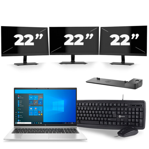 Frontend naam:HP EliteBook 850 G8 + 3x 22 inch ...