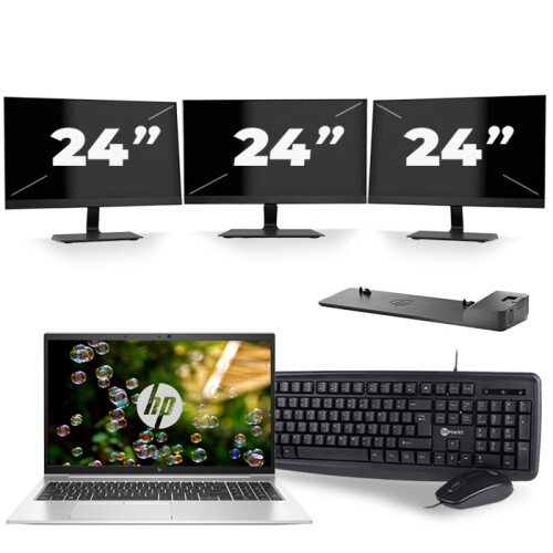 Frontend naam:HP EliteBook 855 G7 + 3x 24 inch ...